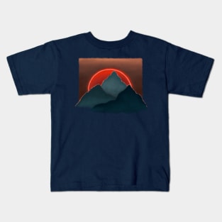 Red sun blue mountains Kids T-Shirt